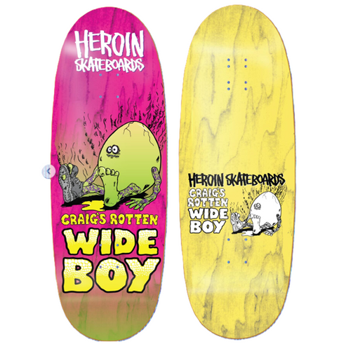 Heroin Questions Rotten Egg Skateboard Deck Purple Green 10.75x14WB