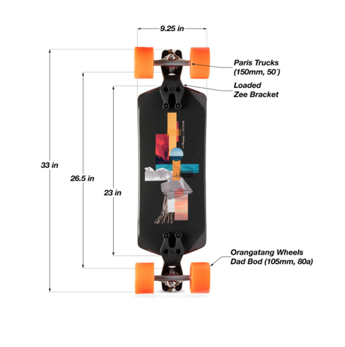 Loaded Fathom Dad Bod Skateboard Complete Black 9.25x33