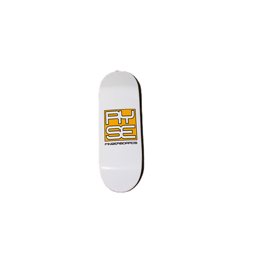 RYSE Stack Logo Fingerboard Deck White Yellow 32mm OG Midgard