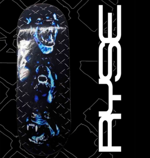 RYSE Where My Dogs At Fingerboard Deck Black Blue 34mm OG Midgard