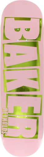 BAKER REYNOLDS BRAND NAME SKATEBOARD DECK-8.5 PINK/GOLD