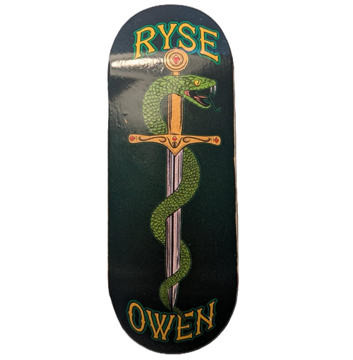 RYSE Owen Pro Sword Snake Fingerboard Deck Green Yellow 36mm OG Kona