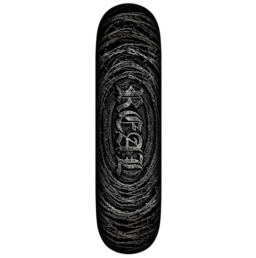 Real Barbed Wire Oval Skateboard Deck Black Silver 8.12x14.25Wb
