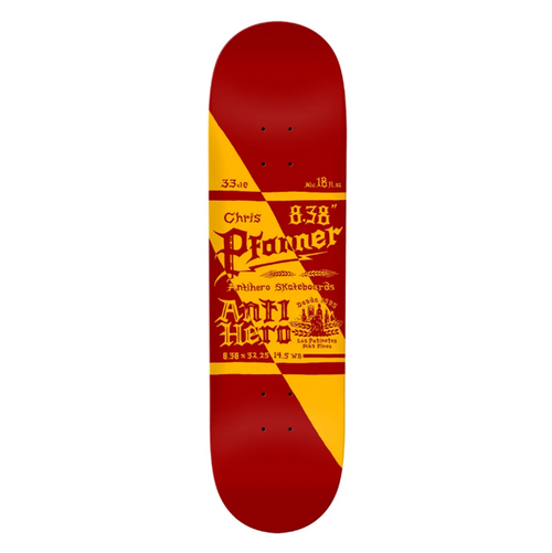 Anti Hero Pfanner Mas Refresco Skateboard Deck Red Yellow 8.3x14.5WB