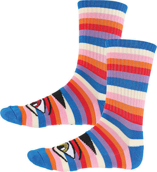 TOY MACHINE SECT EYE RAINBOW CREW SOCK BLUE