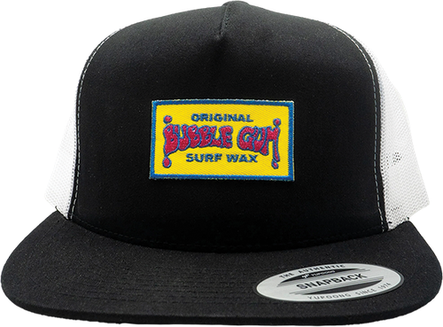 BUBBLE GUM THROWBACK RETRO TRUCKER HAT ADJ BLK WHT