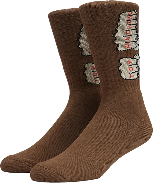 TOY MACHINE FISTS CREW SOCKS BROWN 1pr
