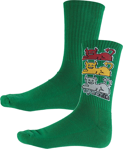 TOY MACHINE TRIPLE CAT CREW SOCKS GREEN 1pr