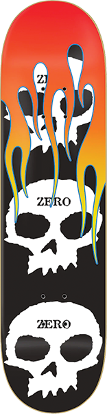 ZERO 3 SKULL WITH FLAMES SKATEBOARD DECK 8.5 BLACK