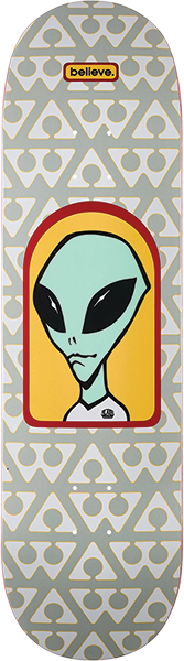 ALIEN WORKSHOP BELIEVE PATTERN SKATEBOARD DECK 8.62 GREY