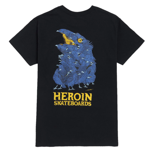 Heroin Crow Tee Black Large