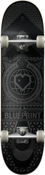 BLUEPRINT HOME HEART SKATEBOARD COMPLETE-8.5 BLACK WHITE