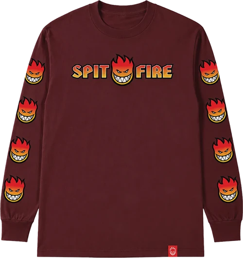 SPITFIRE OG SPLT BGHD FADE FILL  LONGSLEEVE MEDIUM MAROON
