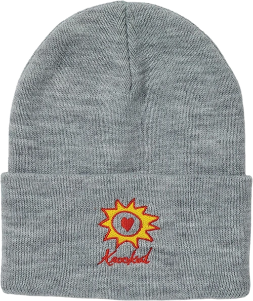 KROOKED SUN HEART CUFF BEANIE HEATHER GREY