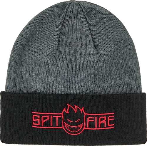 SPITFIRE LTB ARCH BGHD SCRPT CUFF BEANIE CHR BLACK RED