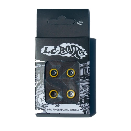 LC Dual Core Urethane Fingerboard Pro Wheels Black Yellow 8mm 65D