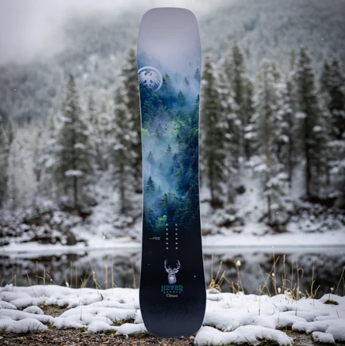 Never Summer Cirrus Womens Snowboard 2027 Black White Green 145