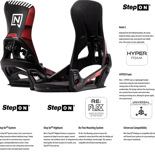 Nitro StepOn Snowboard Bindings 2027 Black OG Large