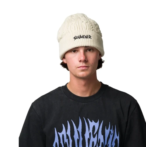Souvenir Cable Knit Beanie White