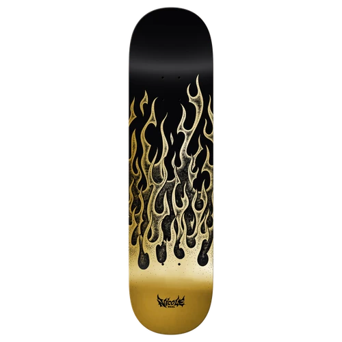 REAL HAUSE FLAMES REDUX SKATEBOARD DECK-8.25 TN GOLD