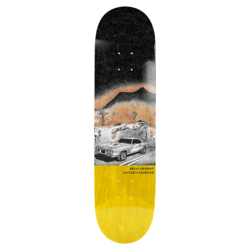 JACUZZI HERMAN FIRE BIRD SKATEBOARD DECK-8.25 YELLOW EX7