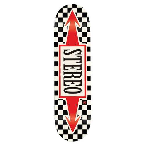 STEREO ARROW CHECKER SKATEBOARD DECK-8.25 WHT/BLK/RED