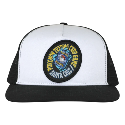 Santa Cruz Pokemon Hand Mesh Trucker Hat White Black YOUTH Snapback