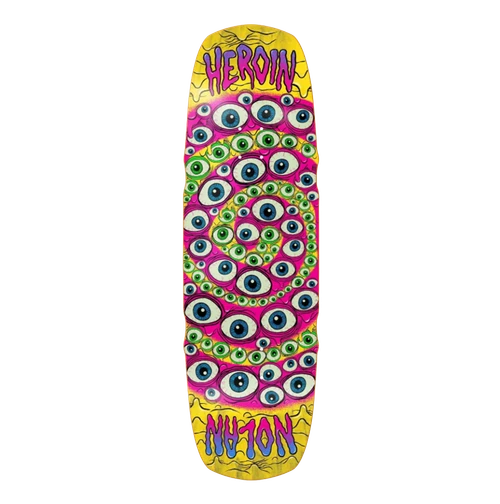 Heroin Houghton Spirazzle Skateboard Deck Yellow Pink 9.5x14.25WB
