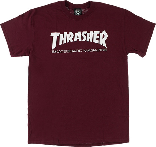 THRASHER SKATE MAG SS TSHIRT MEDIUM MAROON/WHT