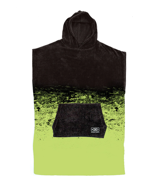 Ocean & Earth Southside Youth Hooded Poncho Black Lime OneSize