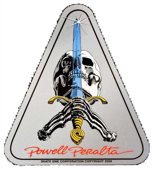 Powell Skull & Sword Sticker Decal Silver Onesize