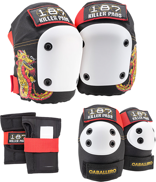 187 6-PACK PAD SET XSMALL CABALLERO DRAGON BLK