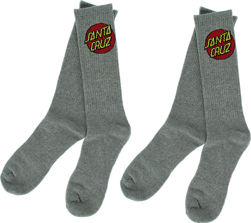 SANTA CRUZ CRUZ CREW SOCKS HEATHER GREY 2/PAIR