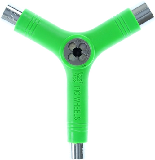 PIG SKATE SKATE TOOL-NEON GREEN tri-socket threader