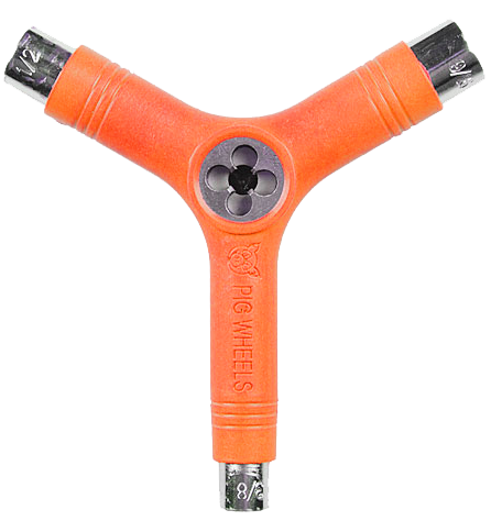 PIG SKATE SKATE TOOL-NEON ORANGE tri-socket threader