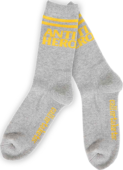 ANTI HERO BLACK HERO IF FOUND CREW SOCK HEATHER/YEL