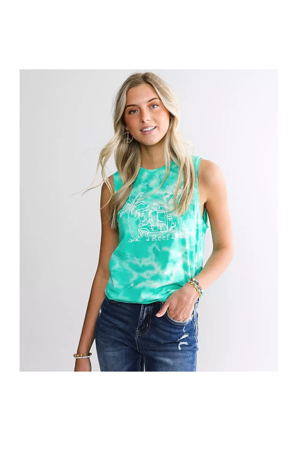 Reef Ceylon Muscle Tank Womens Mint Tie Dye