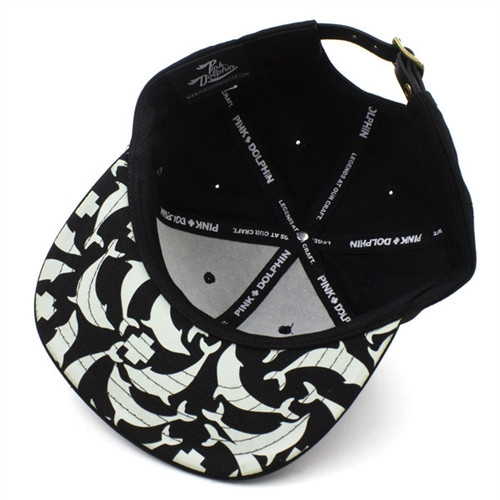 Pink Dolphin Waves Logo Strapback Hat Black