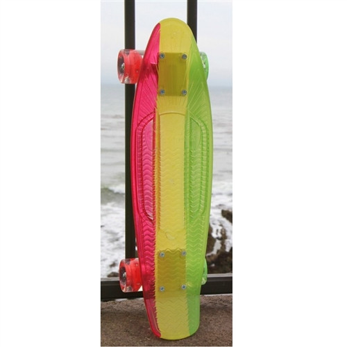 Sunset Penny Rasta Graphic Skateboard Complete LED 22"  Yellow Red