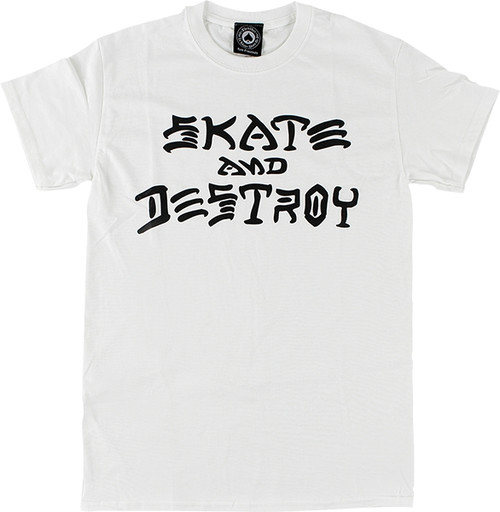 THRASHER SKATE & DESTROY SS Tshirt MEDIUM WHITE