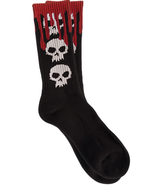 Zero 3 Skull Blood Crew Socks Black OneSize