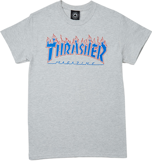 THRASHER PATRIOT FLAME SS TSHIRT MEDIUM HEATHER GREY