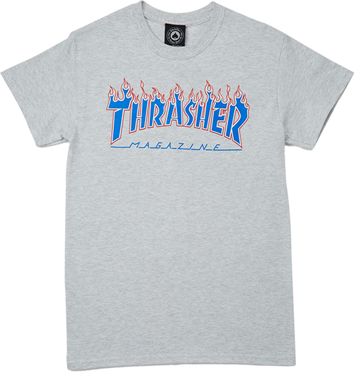 THRASHER PATRIOT FLAME SS TSHIRT XLARGE HEATHER GREY