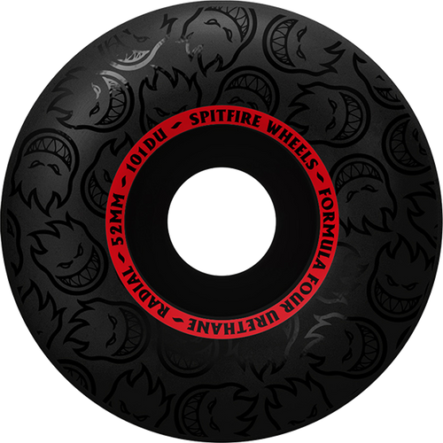 SPITFIRE F4 101a RADIALS 52mm BLACKOUT BLK/RED WHEELS SET