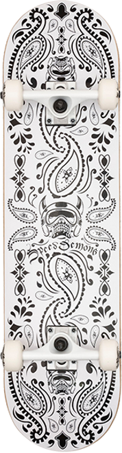 SPEED DEMONS BANDANA SKATEBOARD COMPLETE 8.25 BLK/WHT