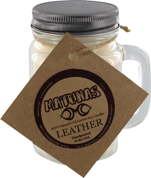 MATUNAS SOY CANDLE 16oz GLASS MUG-LEATHER