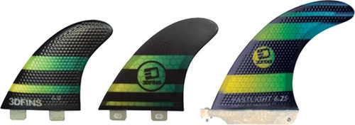 3D FASTLIGHT SURFSUP 2+1 MED TWIN-TAB BK/YL/G/BLU Surf Fins