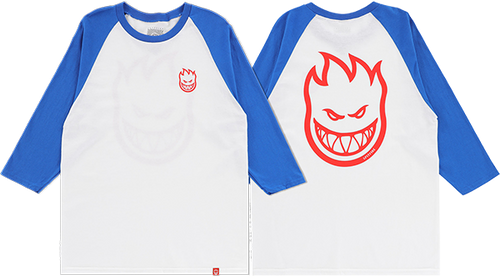 SPITFIRE BIGHEAD DOUBLE 3/4 SLV RAGLAN LARGE  WHT/ROYAL