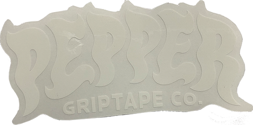 PEPPER GRIPTAPE LOGO 5" WHT/CLR STICKER SINGLE