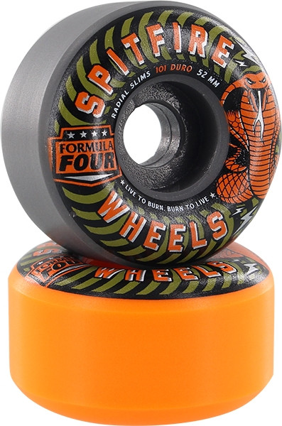 Spitfire F4 101A Radial Slim 52Mm Speed Kills Org/Grey Wheels Set